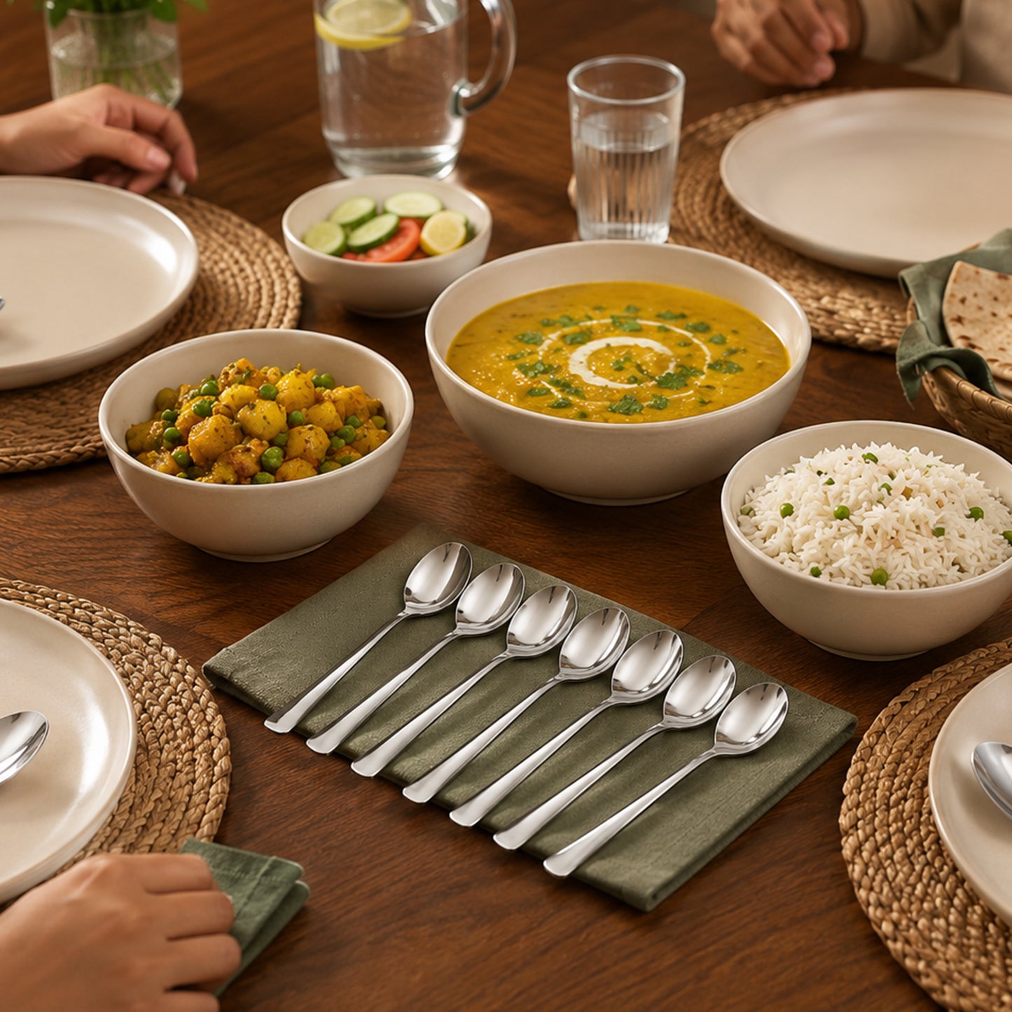 Apex Stainless Steel Tea Spoon Set with Oval Bowl and Slim Handle (6 Pc)