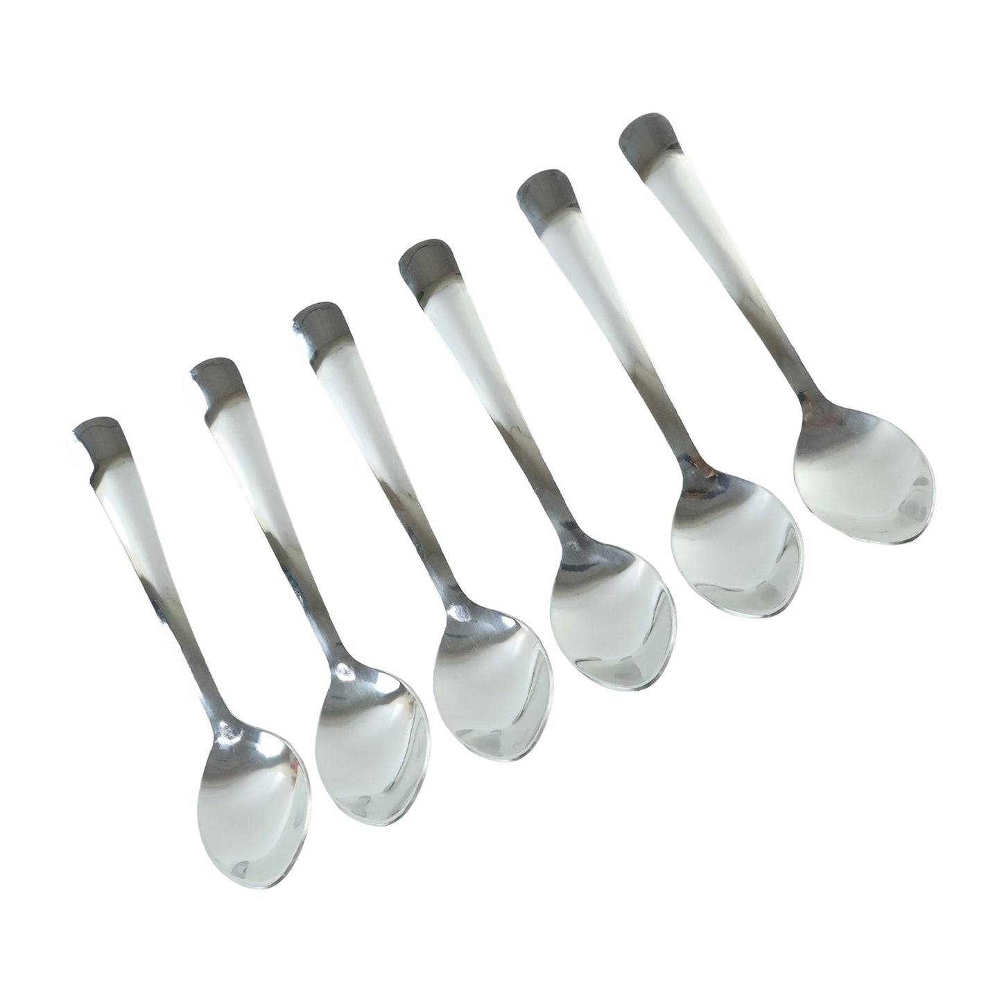 Apex Stainless Steel Tea Spoon Set with Oval Bowl and Slim Handle (6 Pc)