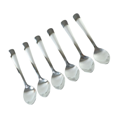 Apex Stainless Steel Tea Spoon Set with Oval Bowl and Slim Handle (6 Pc)