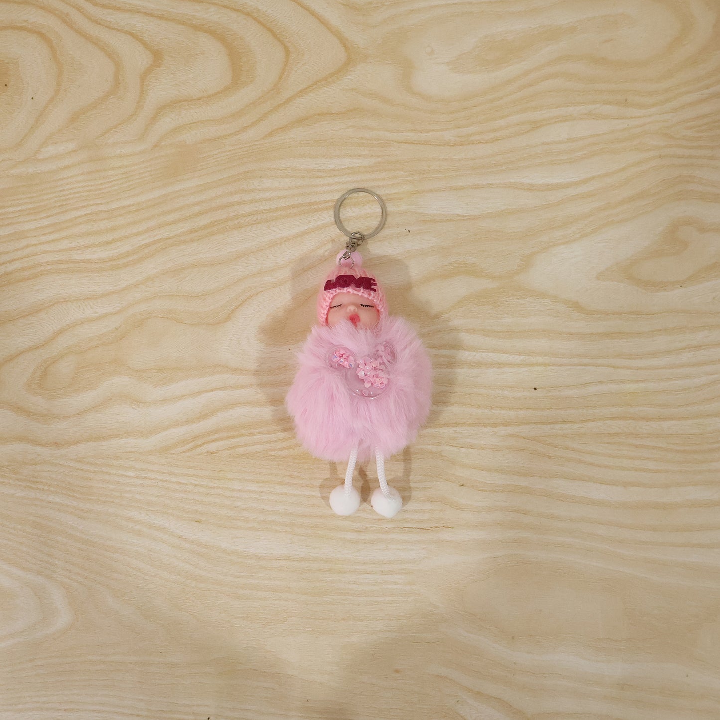 Cute Doll Plush Keychain with Soft Fur Ball – 1 Piece