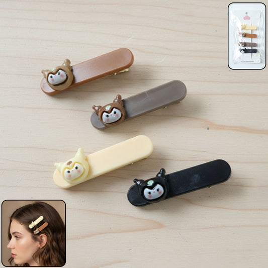 Cute Cartoon Animal Face Decorative Hair Clips (4 Pc)