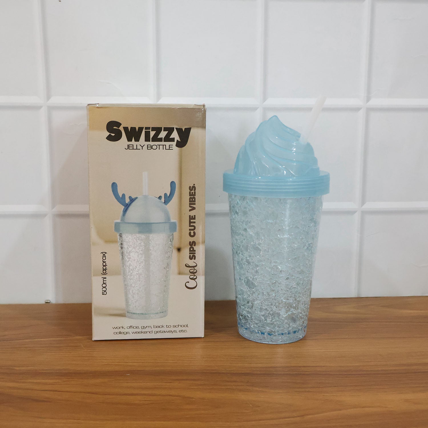 Cute Ice Cream Swirl Design Tumbler Sipper Bottle (500 ML, 1 Pc)