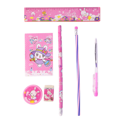 Complete pink school supply set for children