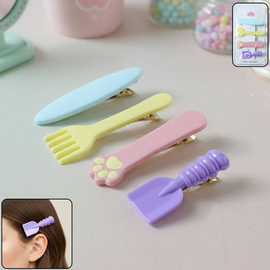 Cute multi design hair clips 4 pieces set