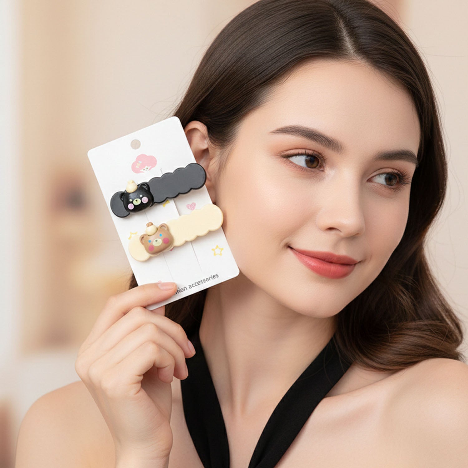 Kids teddy theme hair pins