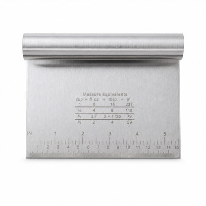 Small Stainless Steel Dough Scraper Cutter 15 x 12 Cm with Scale (1 Pc)