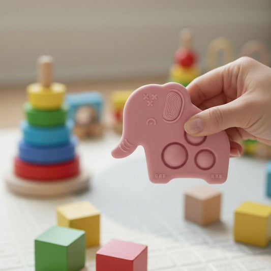 Baby Elephant Pop it Silicone Teether