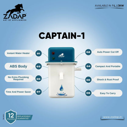 ZADAP Portable 3kW Instant Water Heater - Fast & Safe