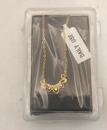 Gold Crown Heart Pendant Necklace AD Love Jewelry For women and girls