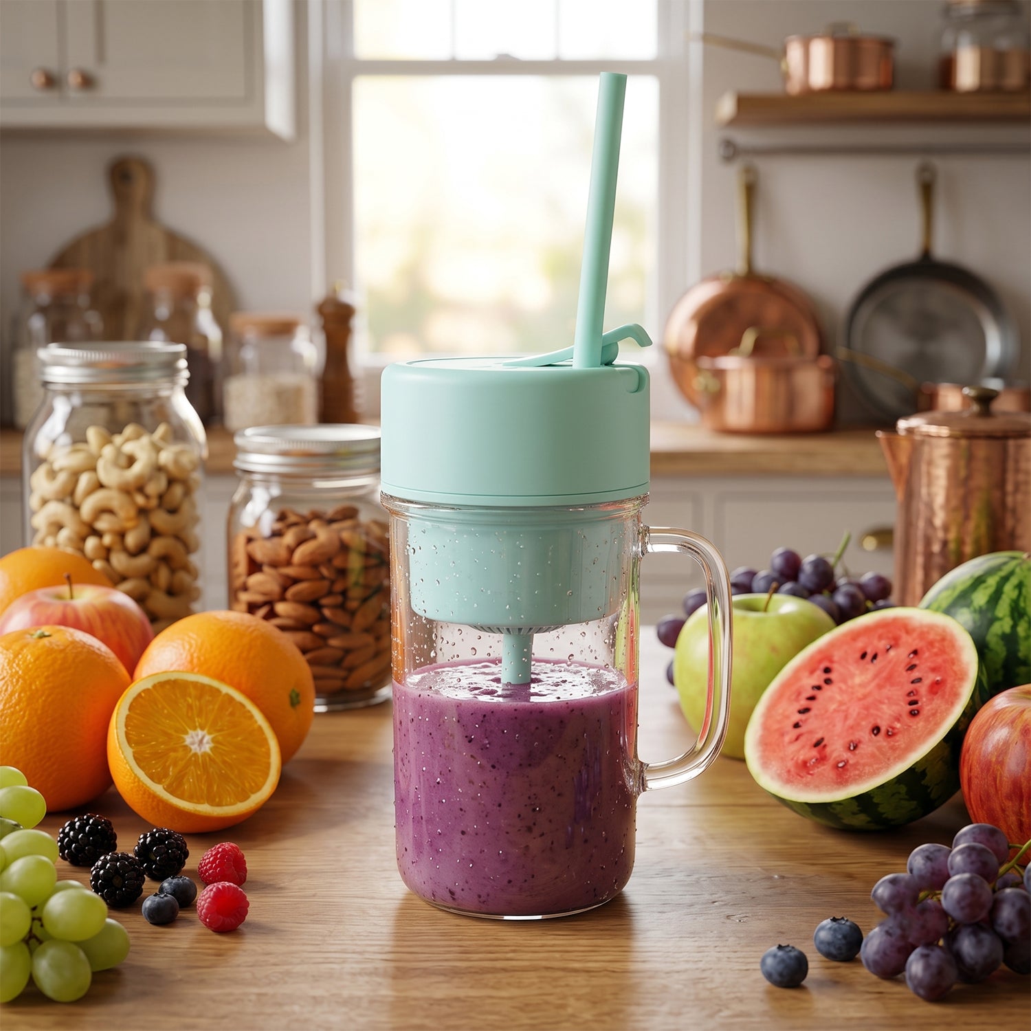 Portable Juicer 420 ML USB Rechargeable Blender Bottle for Home (1 Pc)