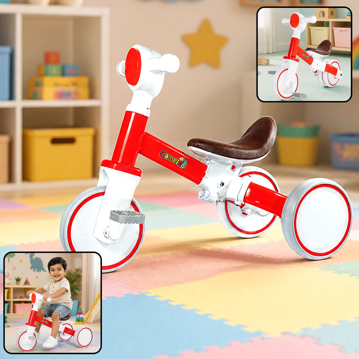 Kids Tricycle with Adjustable Seat Pedal Ride On Bicycle for Toddlers Boys & Girls