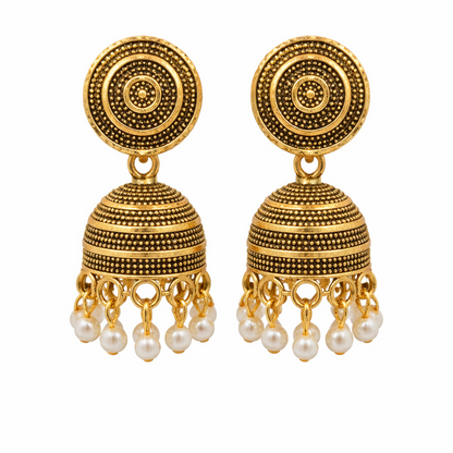 TRADITIONAL GOLDEN PLATED JHUMKA EARRINGS