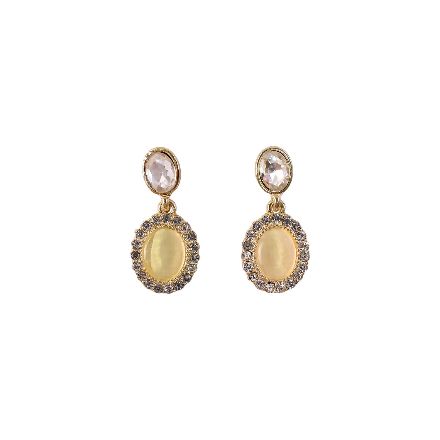 Elegant Oval Crystal Drop Earrings for Women and Girls Party Wear