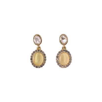 Elegant Oval Crystal Drop Earrings for Women and Girls Party Wear
