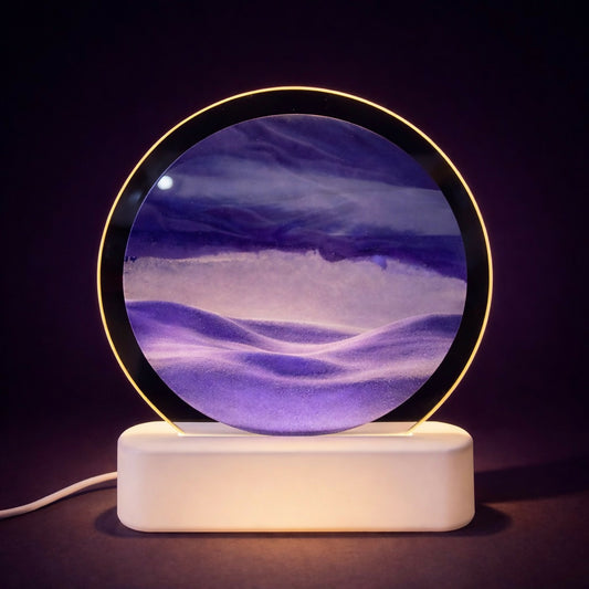 Purple Round Moving Sand Art LED Lamp Decorative Desk Night Light