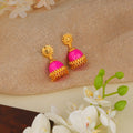 Jumka Earrings – Elegant Pink & Gold Toned Traditional | HV