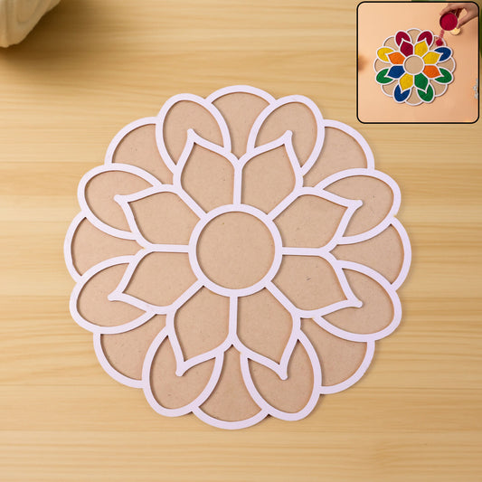 Lotus Rangoli Stencil | Reusable MDF Template for Easy Diwali & Pooja Floor Decor
