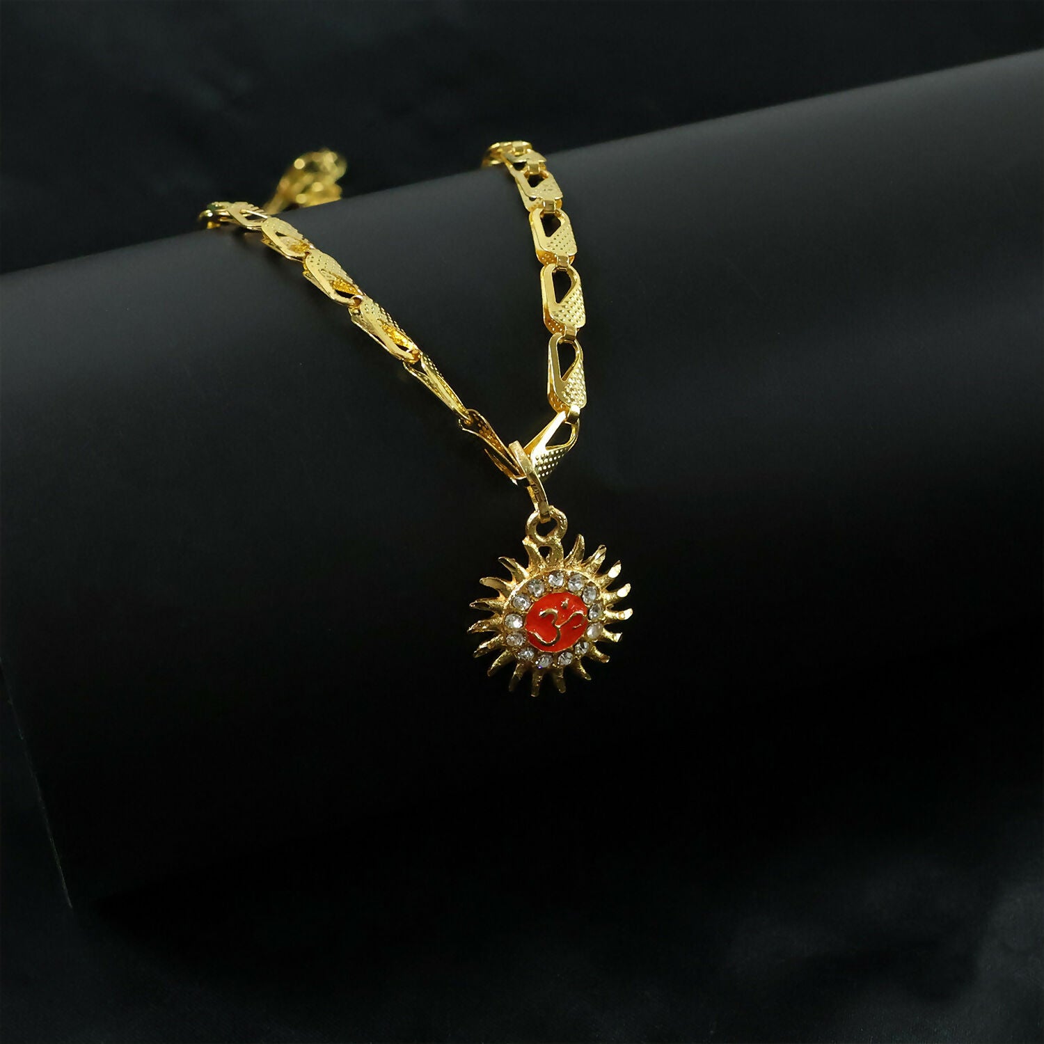 Sun and Om Pendant with Chain – Spiritual Charm Necklace (Mix Designs)