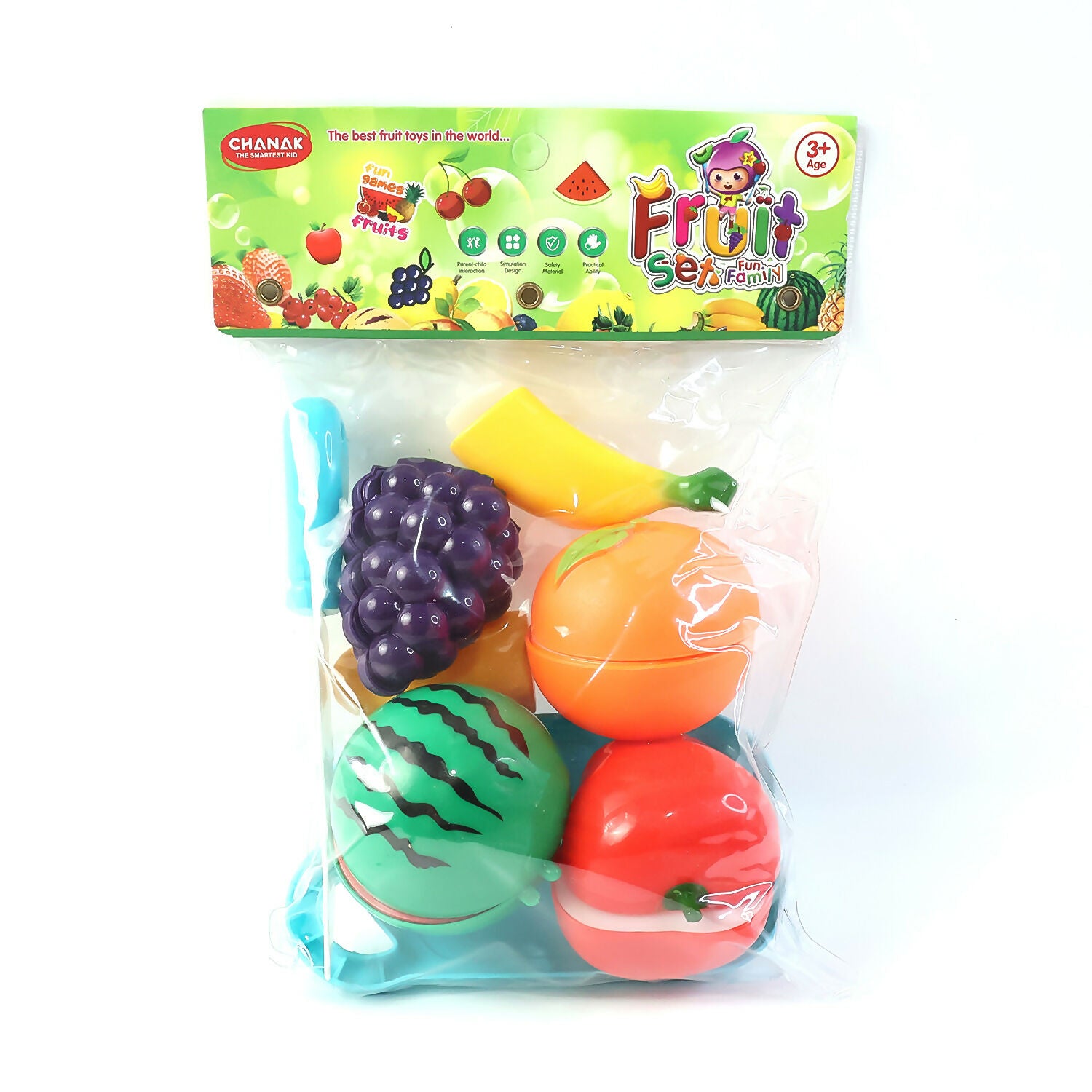 Kids Fruit Cutting Play Set with Velcro Fruits, Knife and Board for Learning Fun