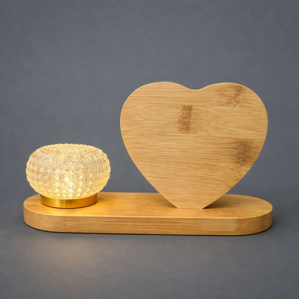 Heart Shape Wooden Photo Frame Lamp with LED Crystal Light