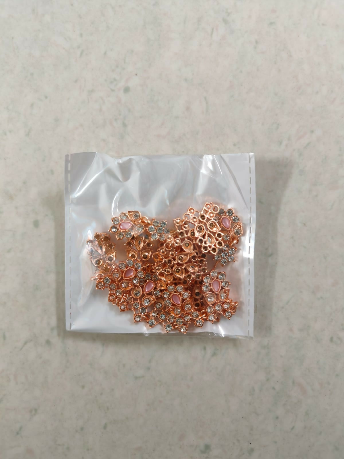 Traditional Gold-Toned Ruby & American Diamond Floral Set