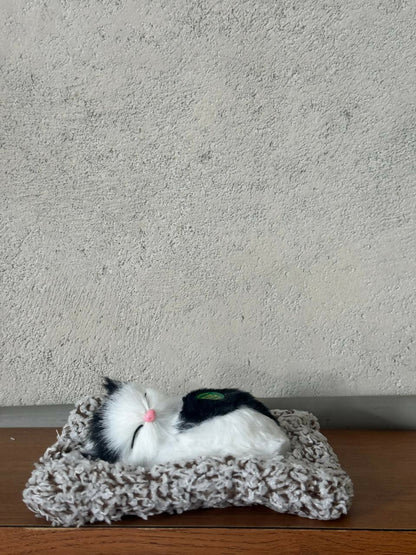 Sleeping Black White Cat Car Dashboard Plush Cute Soft Toy Showpiece Decor