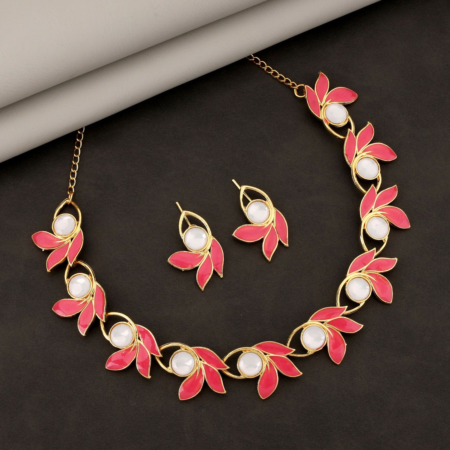 Gold-Toned American Diamond-Studded Teardrop Set