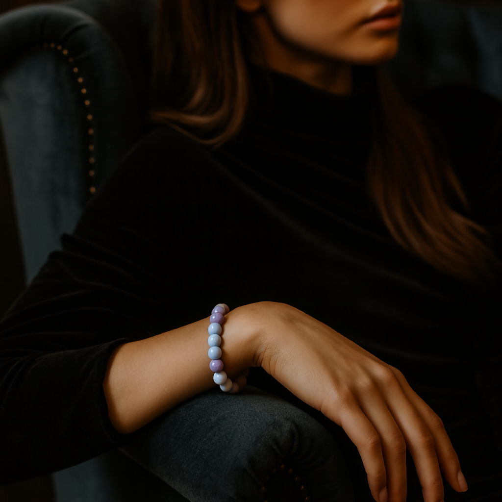 Dual-Tone Purple Beaded Stretch Bracelet