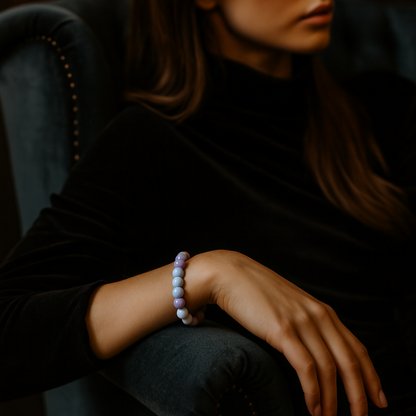 Dual-Tone Purple Beaded Stretch Bracelet