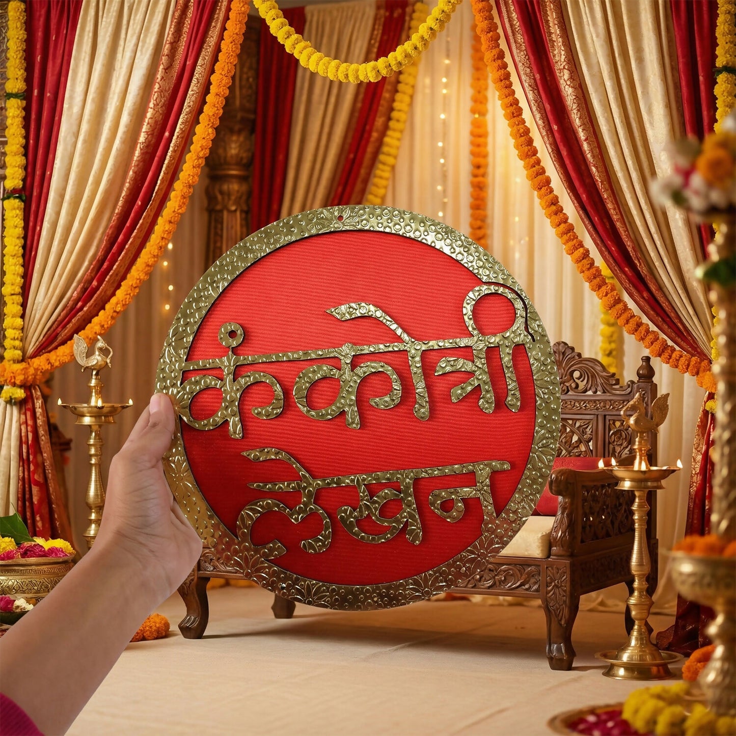 Kankotri Lekhan Ceremony Decor | Wedding Invitation Ritual Wall Hanging