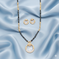 AD Circular Crystal Mangalsutra & Earring Set – Elegant Design