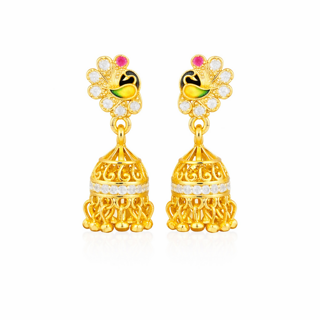 Elegant Peacock Design Gold Plated Earrings