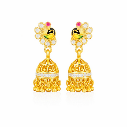 Elegant Peacock Design Gold Plated Earrings