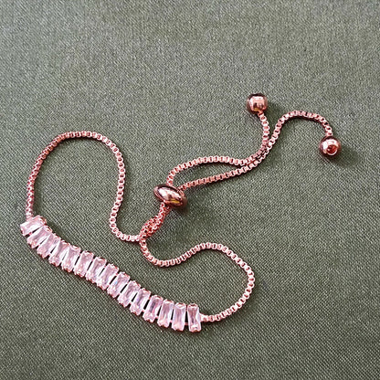 Rose Gold Plated Stone Adjustable Bracelet