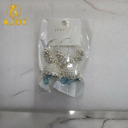 Silver Mint Blue with Teal Drops