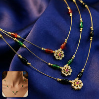 Floral Pendant Necklace with Multicolor Beads and Gemstone Design