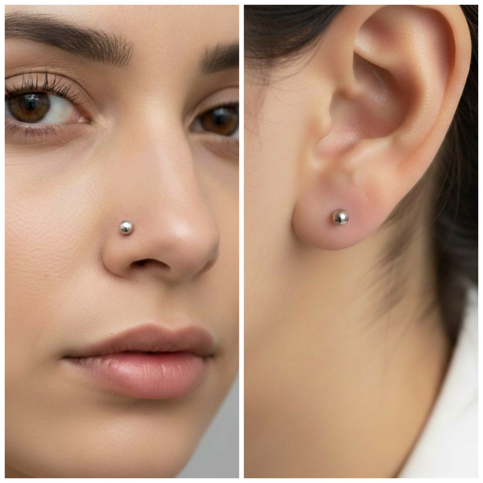 Silver plated ball stud earrings displayed on white background highlighting sleek finish
