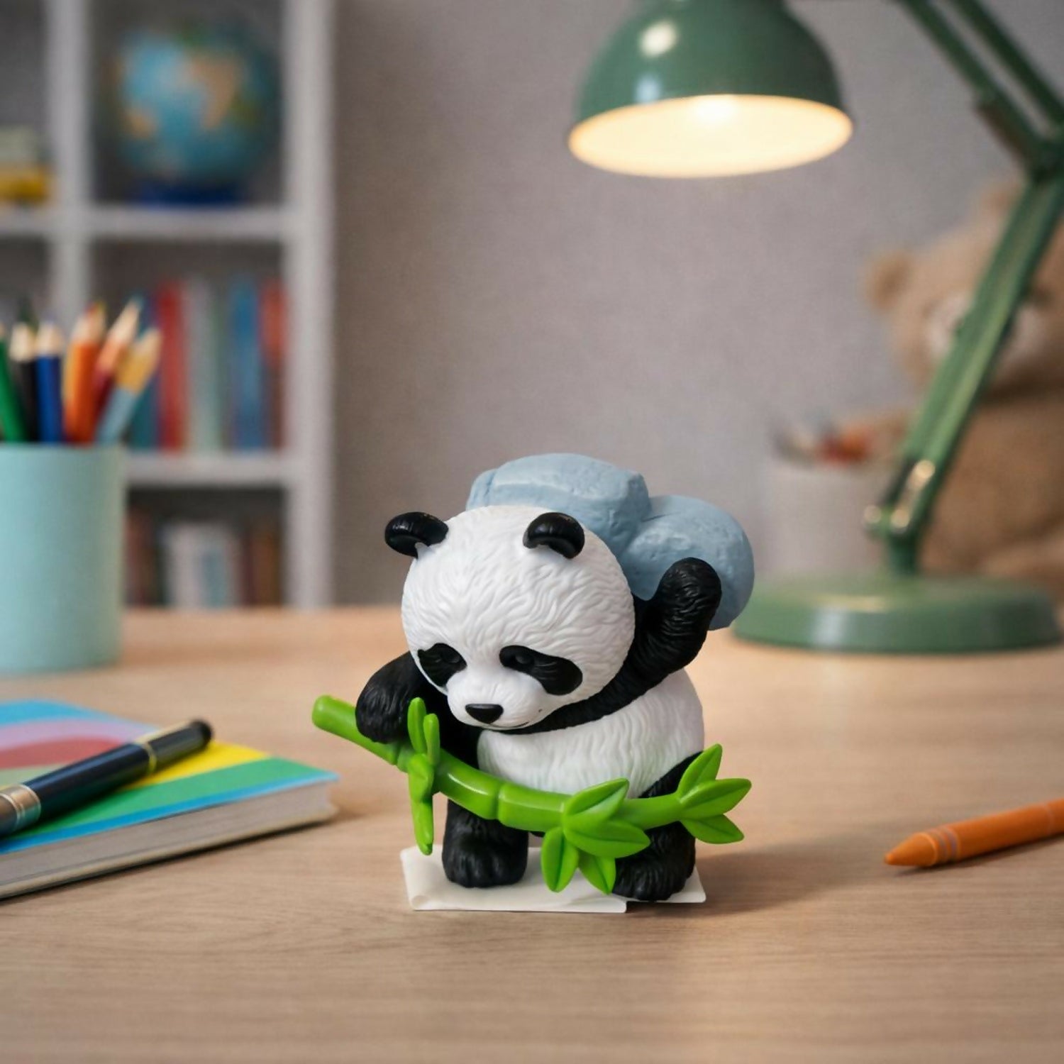 Cute Panda Bamboo poly-resin Showpiece | Mini Decorative Panda Figurine for Home