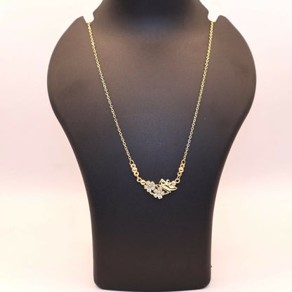 Gold Flower & Butterfly Necklace AD Floral Pendant For women and girls