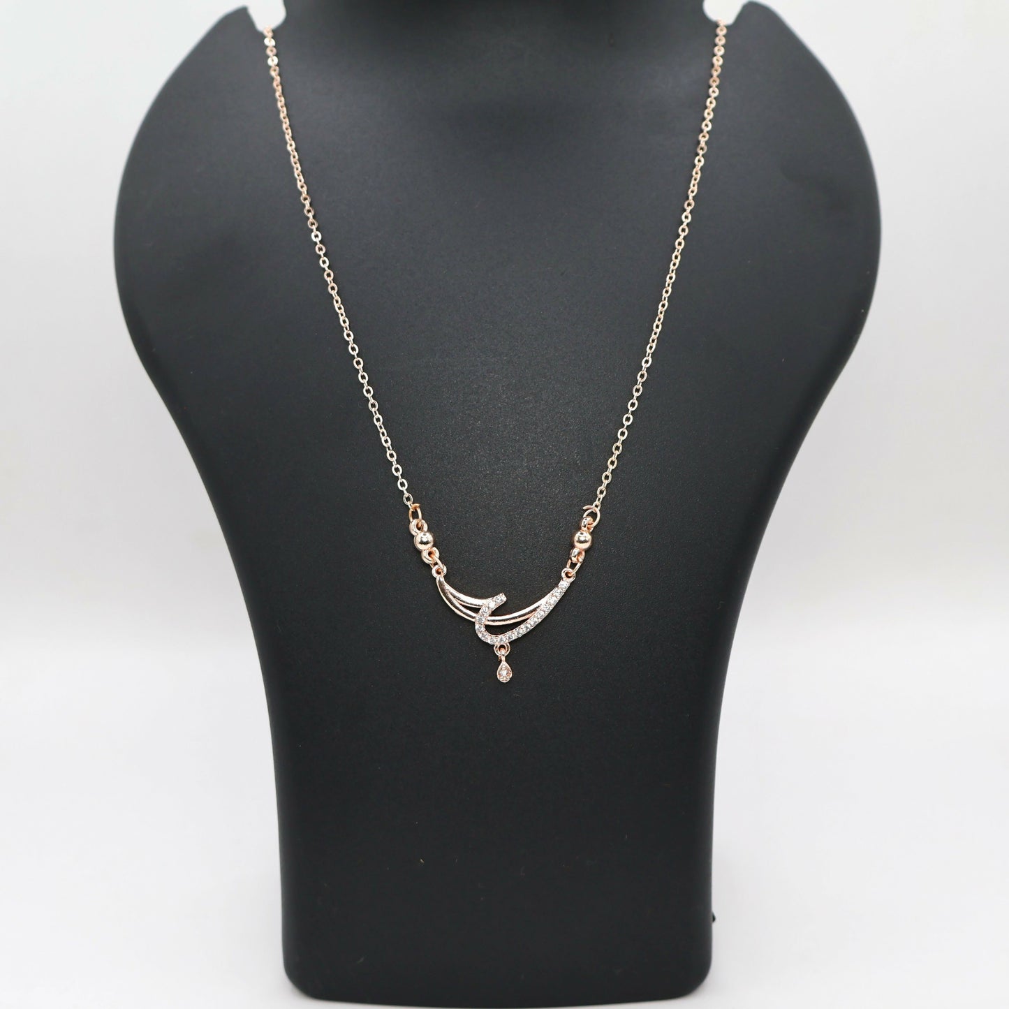 Rose Gold AD Crescent Moon Necklace Pendant For women and girls