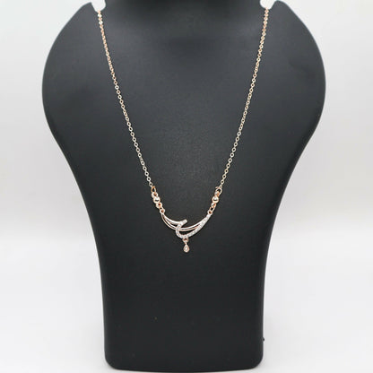 Rose Gold AD Crescent Moon Necklace Pendant For women and girls