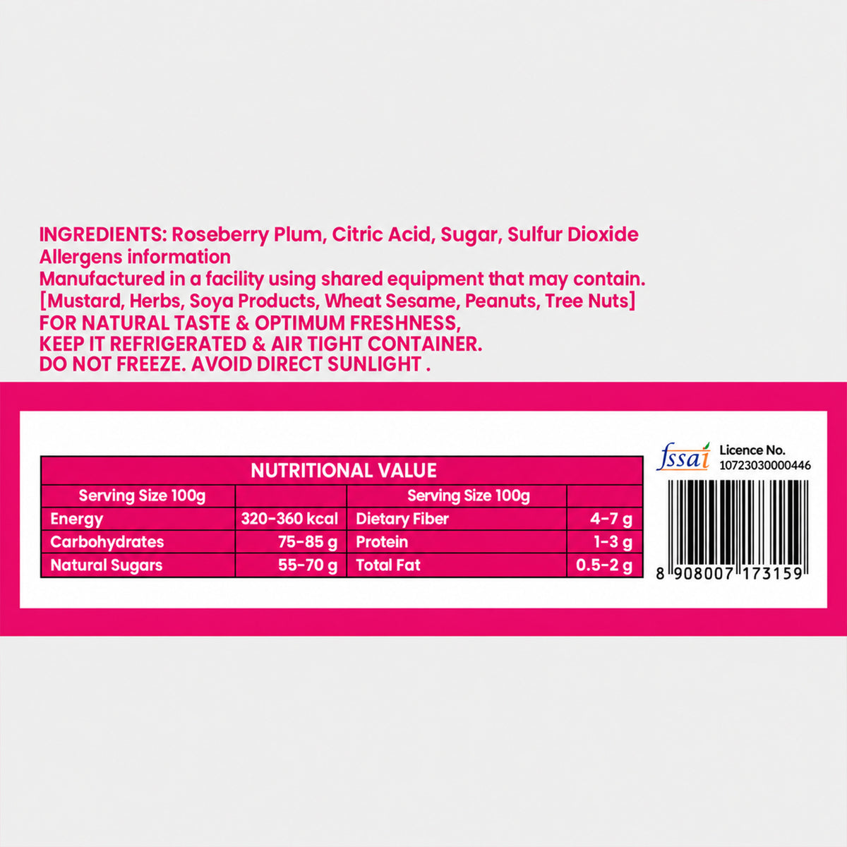 Dried Rose Berry Plum Premium Sweet and Tangy Candied Berries Natural Treat (180g)