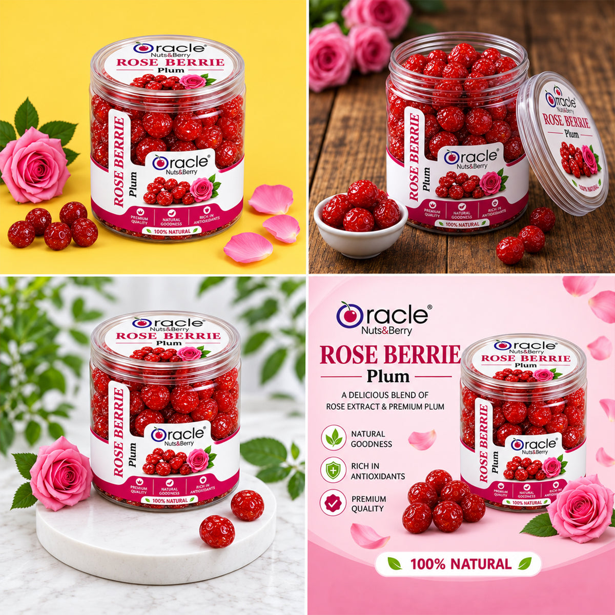 Dried Rose Berry Plum Premium Sweet and Tangy Candied Berries Natural Treat (180g)