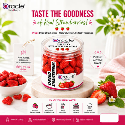 Dried Strawberries Premium Naturally Sweet Chewy Whole Berries Fruit Treat (180g)