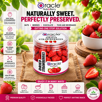Dried Strawberries Premium Naturally Sweet Chewy Whole Berries Fruit Treat (180g)