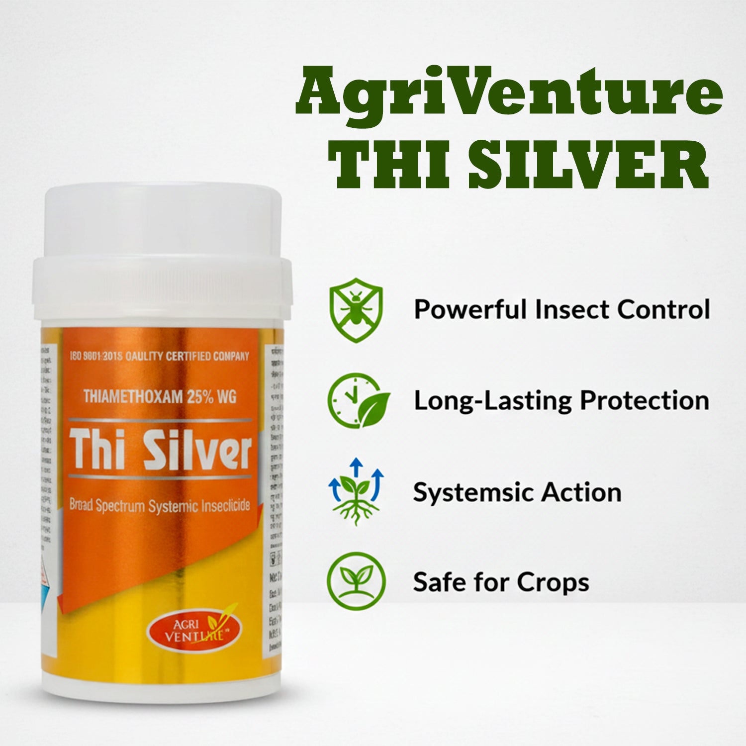AgriVenture THI SILVER ( Thiamethoxam 25% WG ) Broad Spectrum Systemic Insecticide(500 Gm)