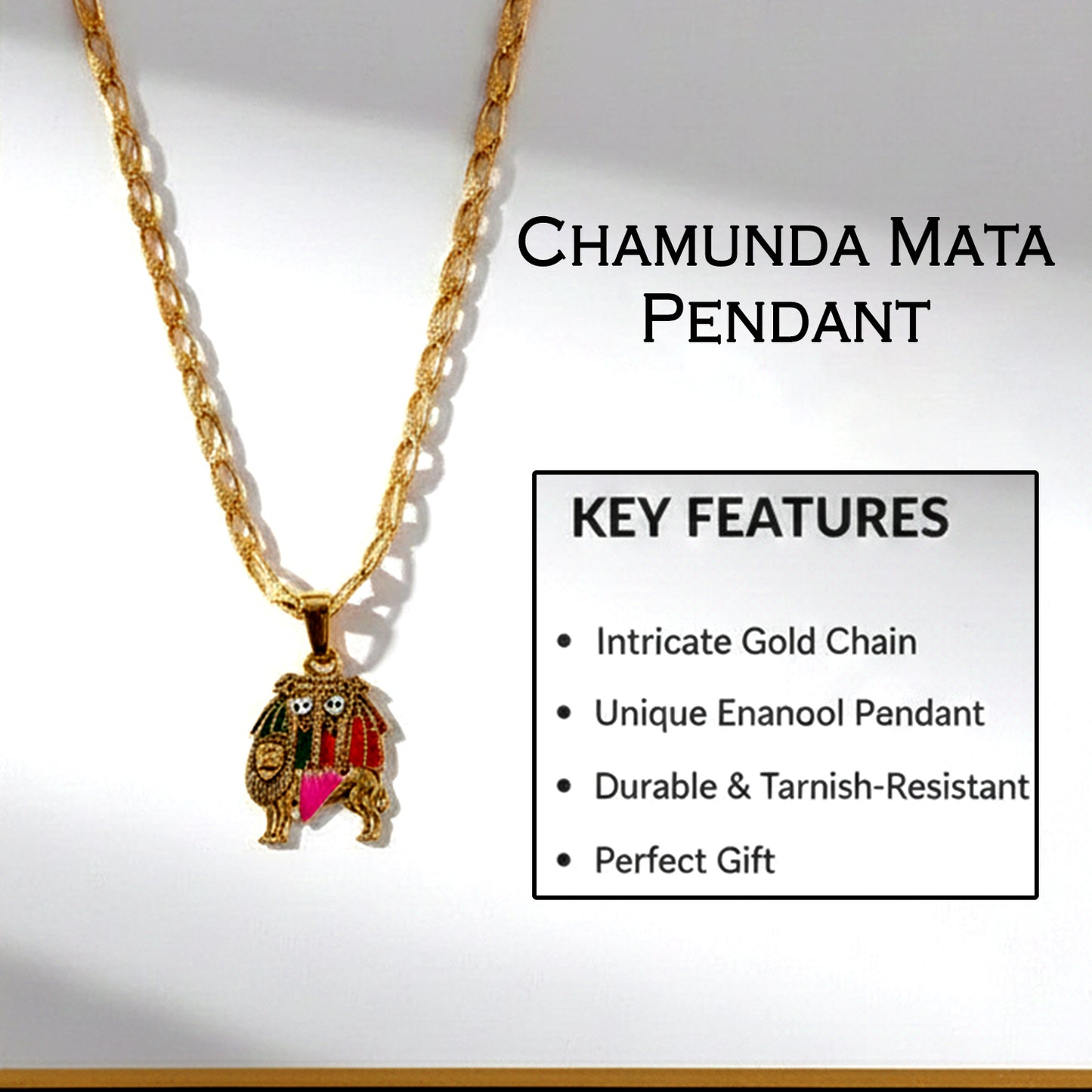Chamunda Mata Devotional Pendant Necklace with Designer Chain
