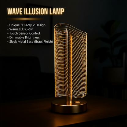 Luxury Wave Acrylic LED Table Lamp Golden for Bedroom & Living Room