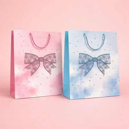 Elegant Bow Design Gift Paper Bag with Handle for Gifting