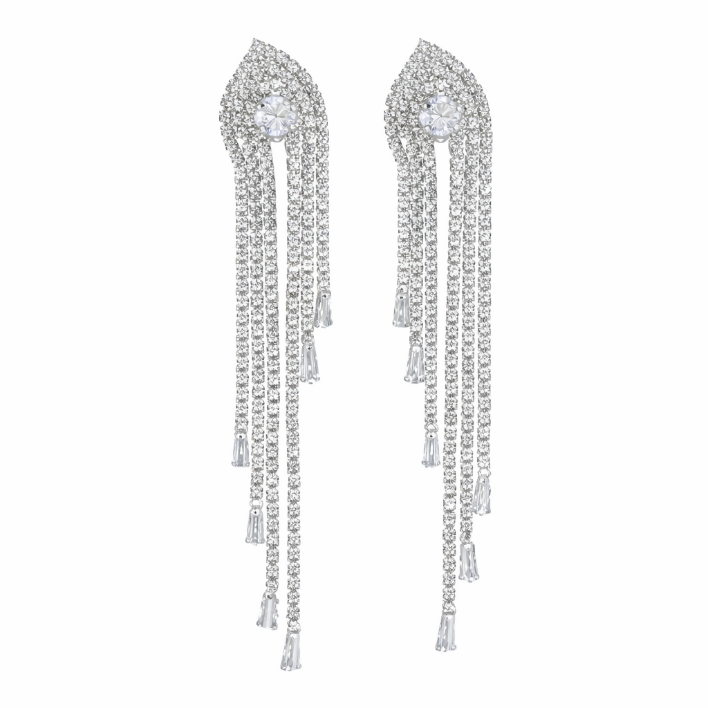 Beautiful Elegant Stunning Silver Chandelier Earrings